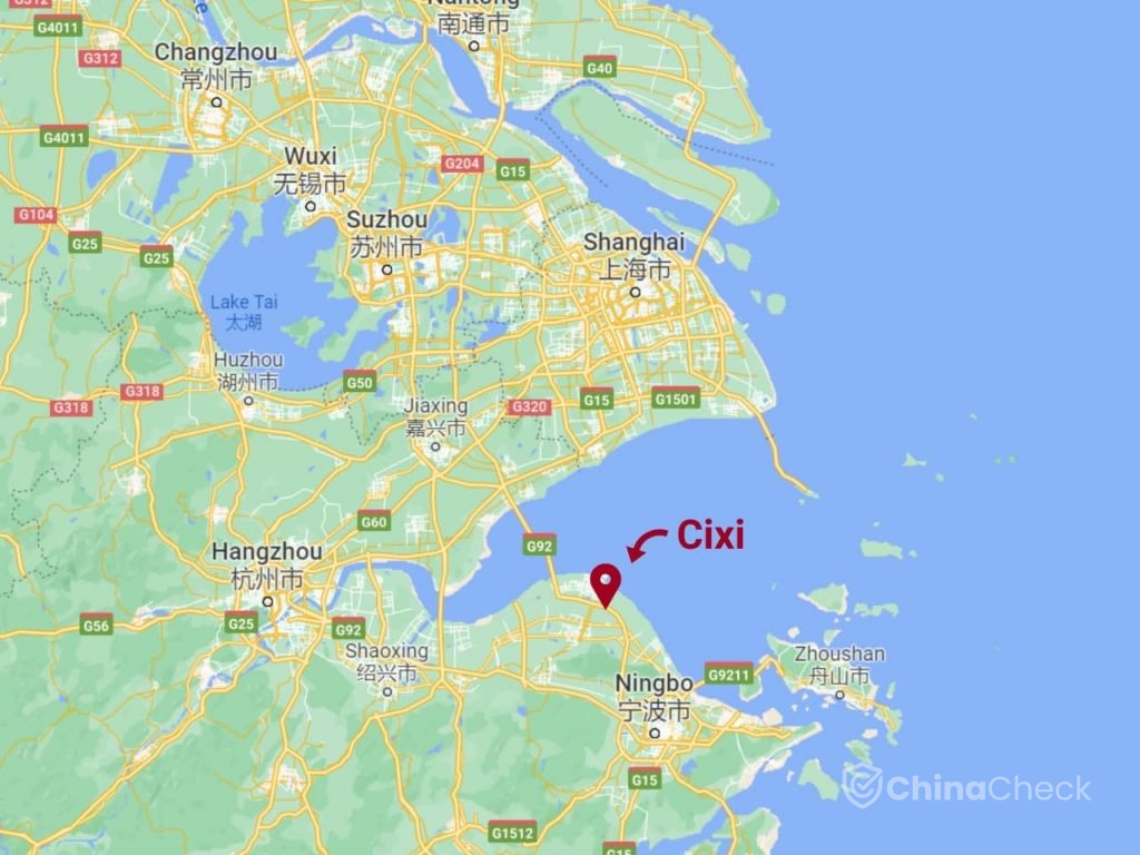 Small home appliances production area in China Cixi Ningbo map 2