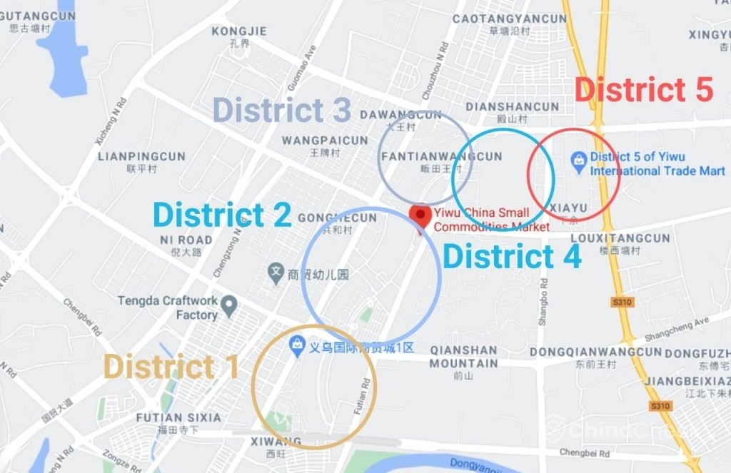 Districts in Yiwu