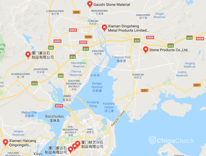 Xiamen -region of stone production in China