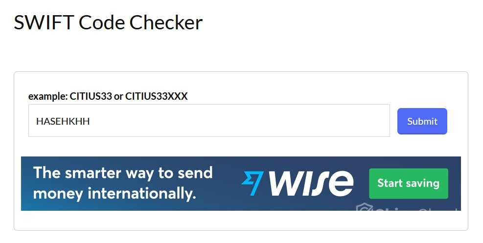 SWIFT Code Checker