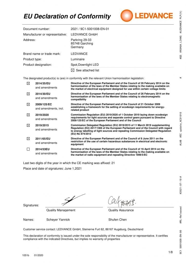 CE certificate DoC