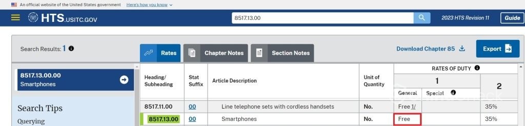 China tariff smartphones