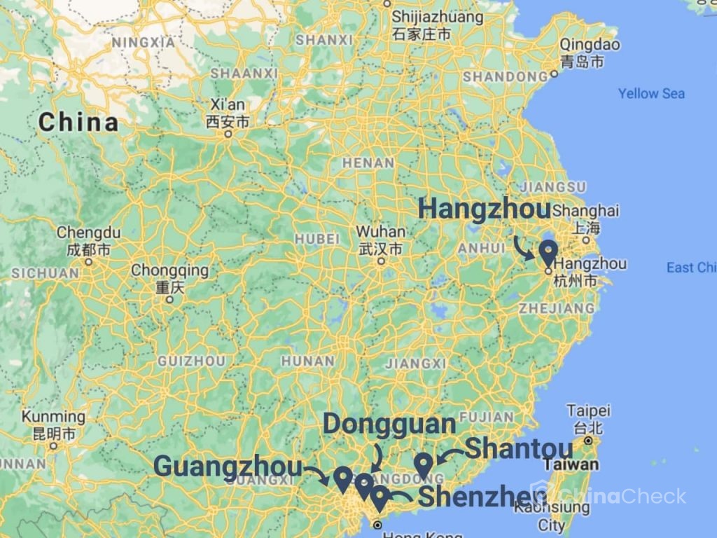 Importing dashcams from China - map