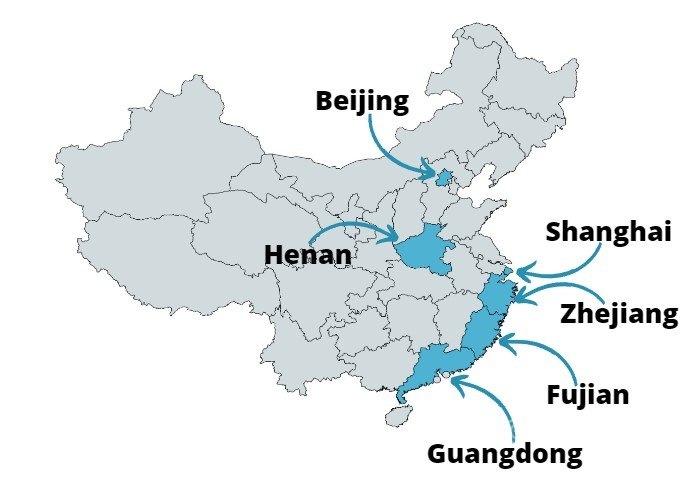 Importing books from China to EU - map