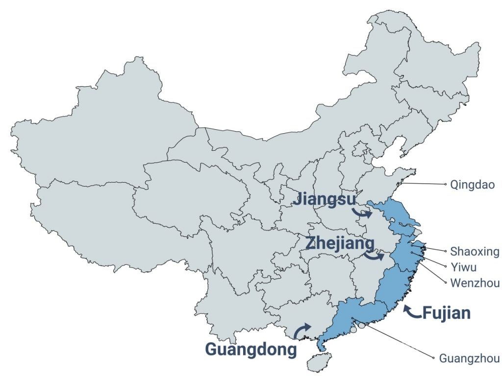 Importing fashion accessories from China to the US China map