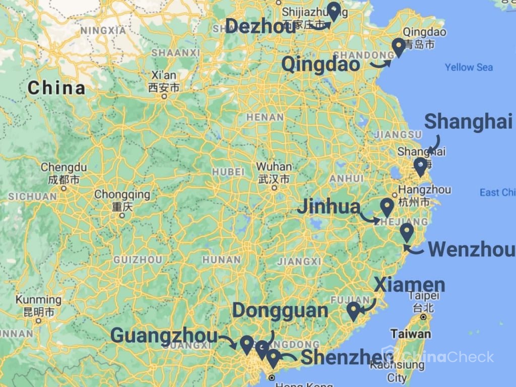 Importing fitness equipment from China - map