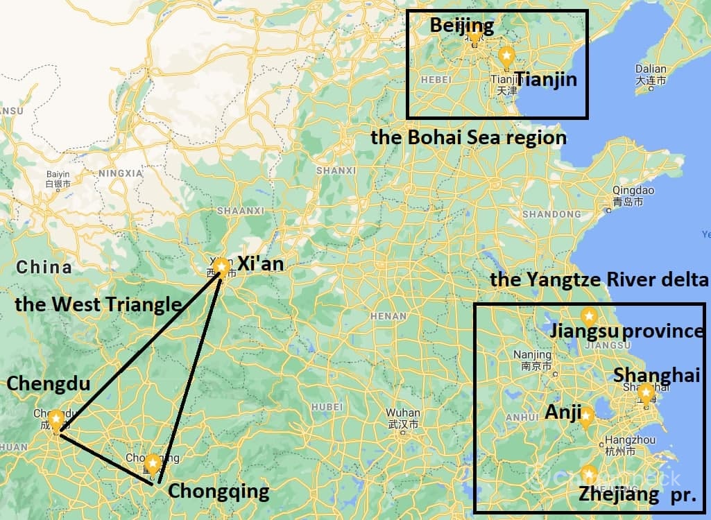 Manufacturing areas in China