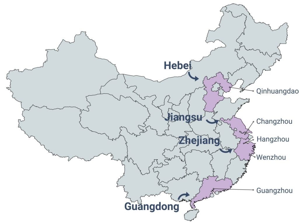 Importing glassware from China to the US - manufacturer's map