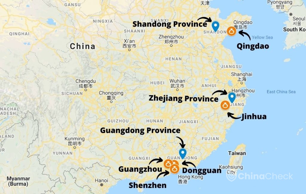 Production centers for jewelry in China
