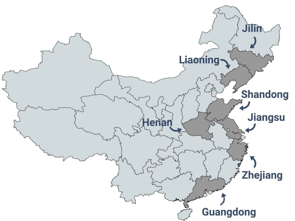 Importing machinery to the US from China map