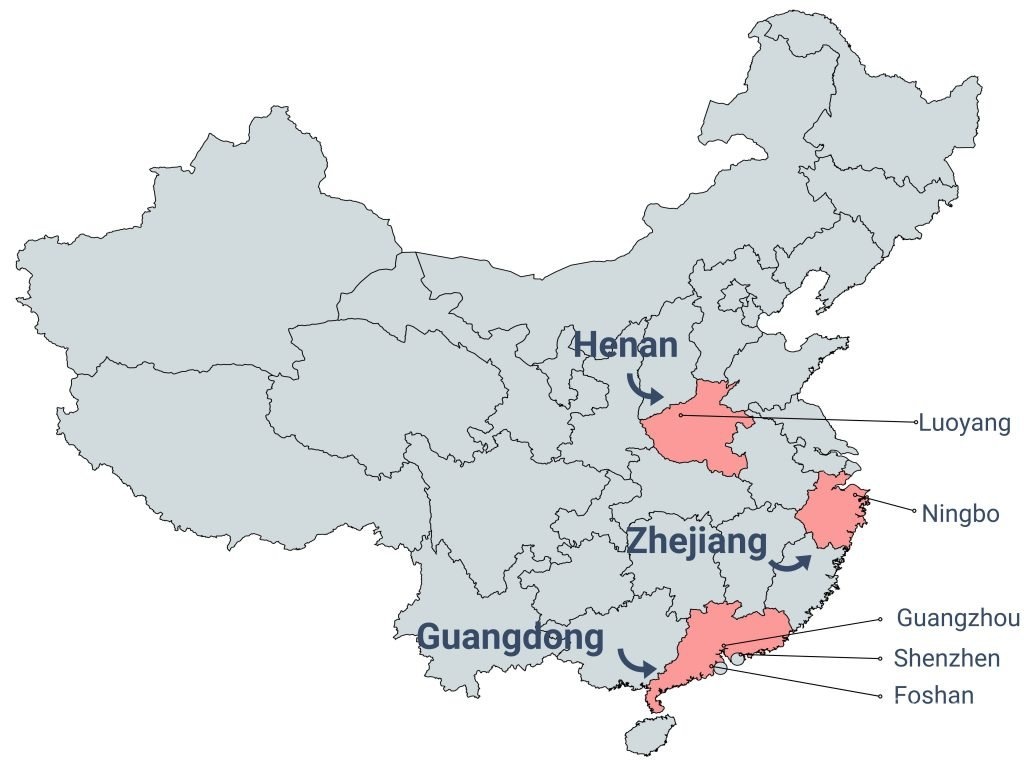 Importing office supplies and furniture from China to the US manufacturers map