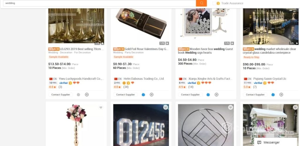 Wedding accessories on Alibaba