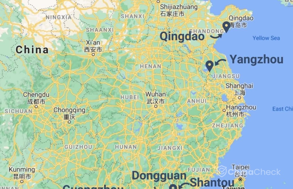 Importing toys from China - map
