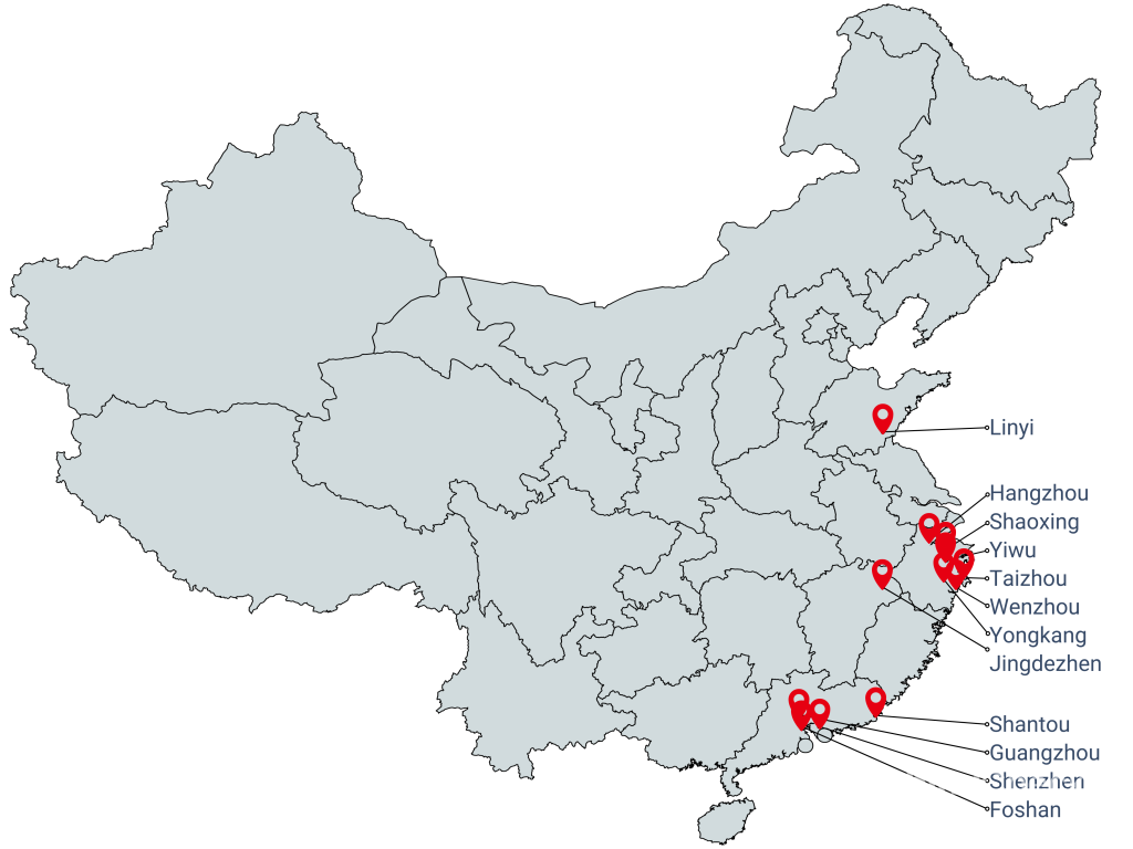 wholesale markets in china map