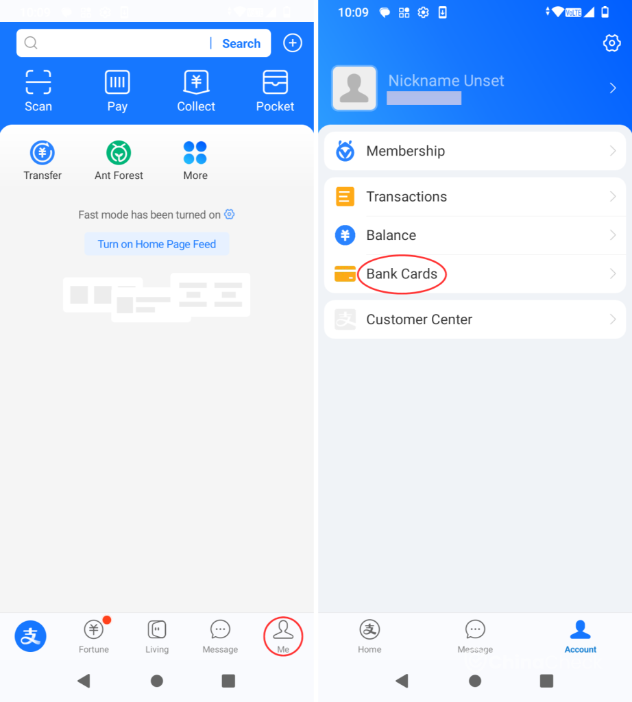 Alipay how to add a card
