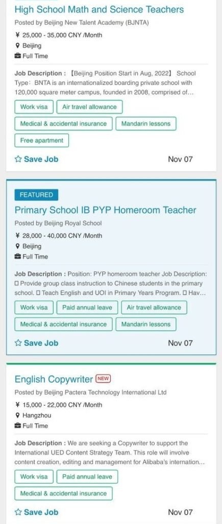 English-speaking jobs in Beijing, China