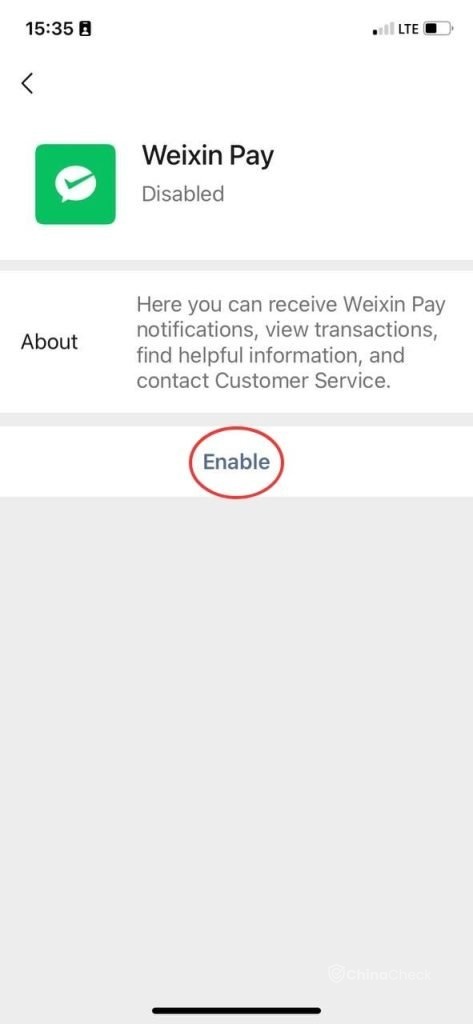 Add a credit card in WeChat 6