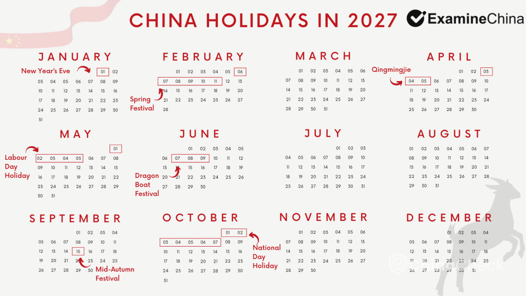 China holidays in 2027 calendar
