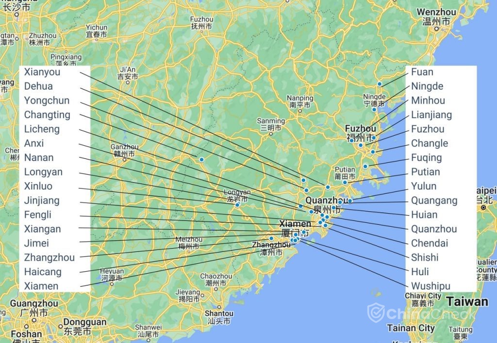 Manufacturers in Fujian map