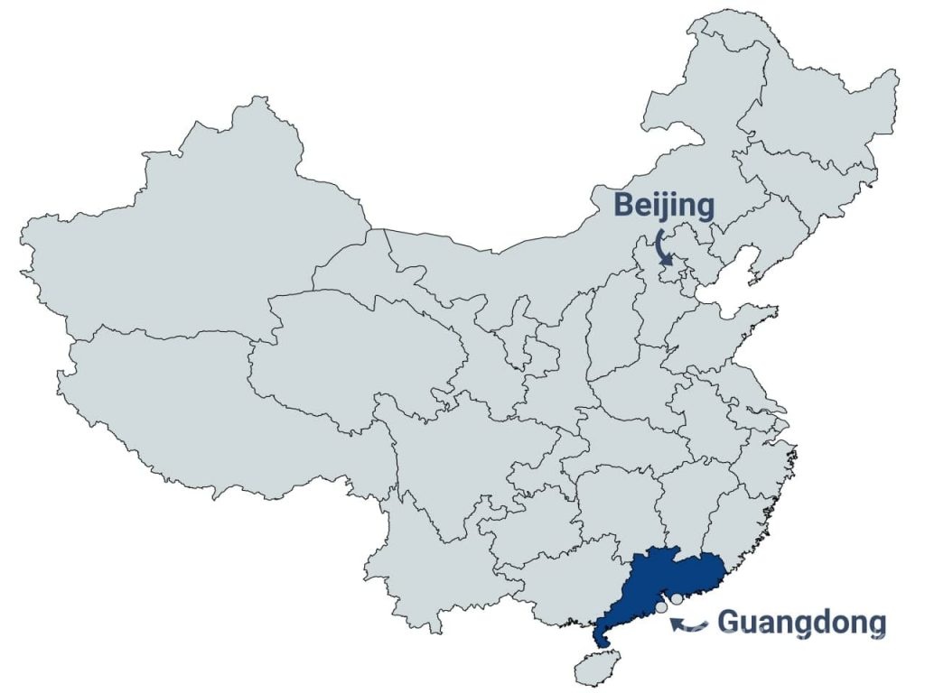 Industries in Guangdong Province China map