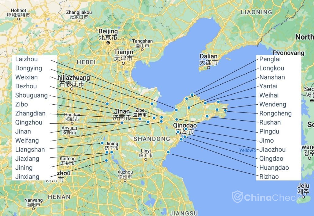 Shandong factories map