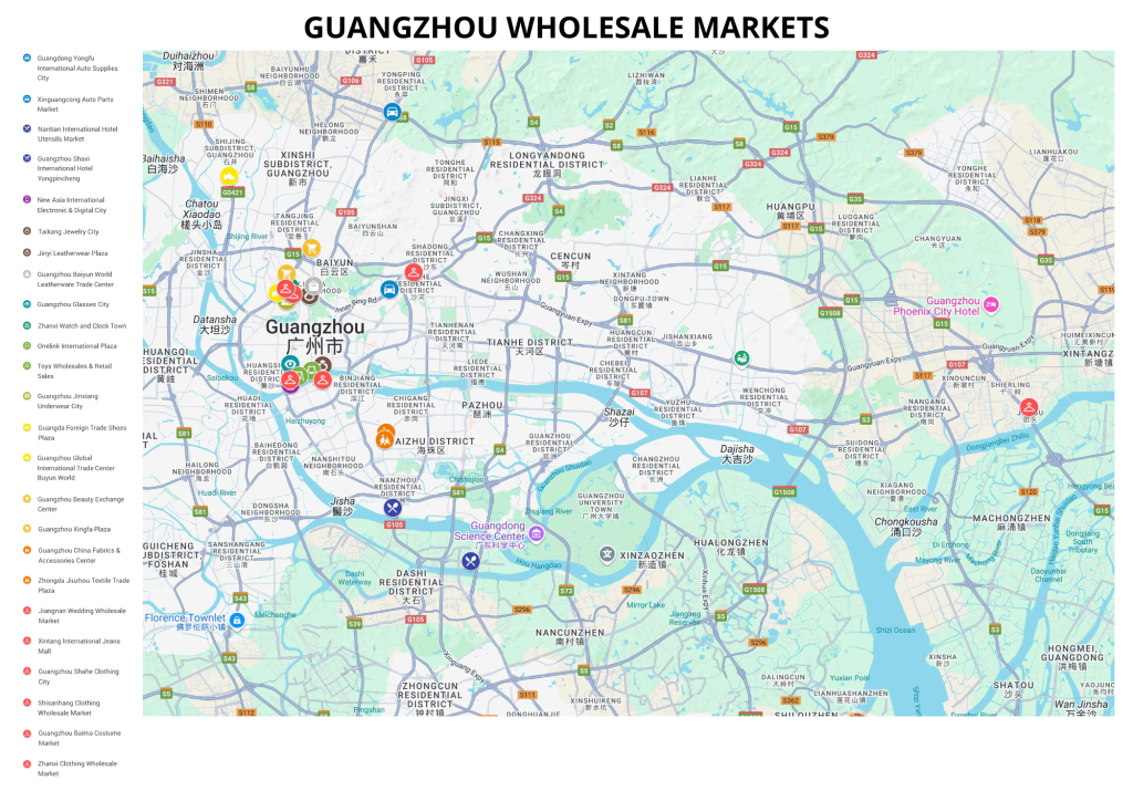 Guangzhou wholesale markets map