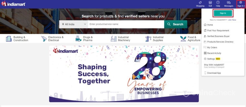 indiaMART sign in