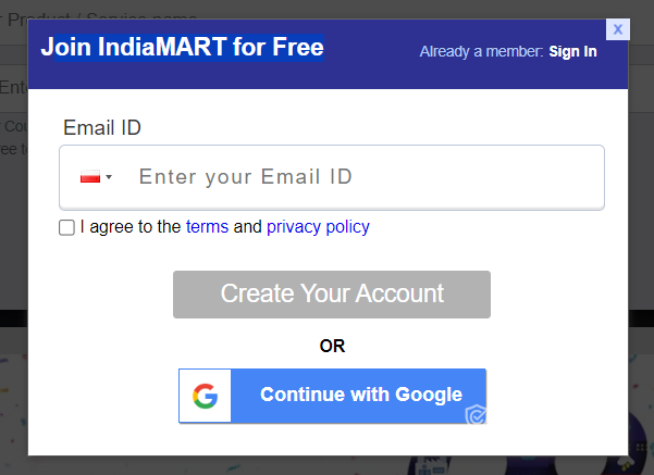 indiaMART sign in