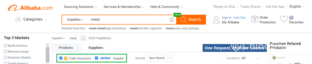 How to search a product or supplier on Alibaba