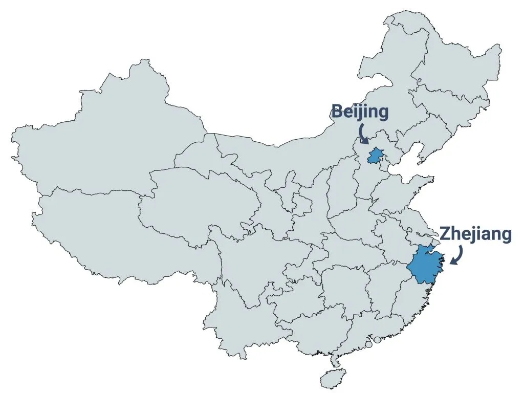 Industries in Zhejiang Province, China map