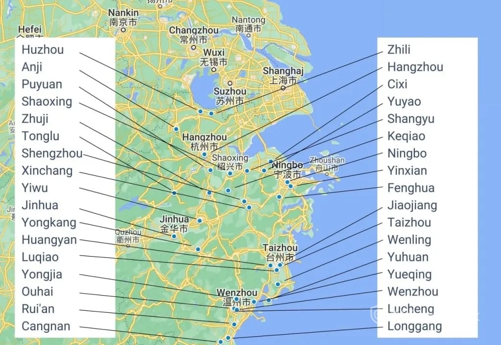 Industrial clusters in Zhejiang Province, China